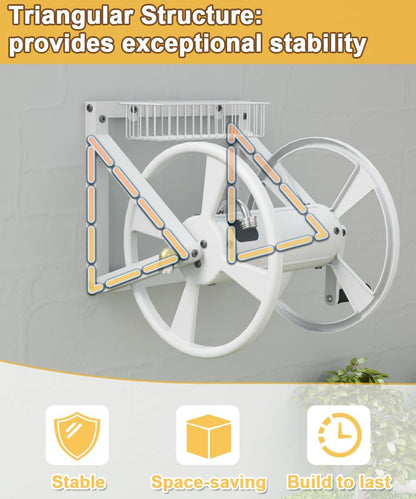 Triangle Wall Mounted Garden Hose Reel Outdoor Hose Holder Black