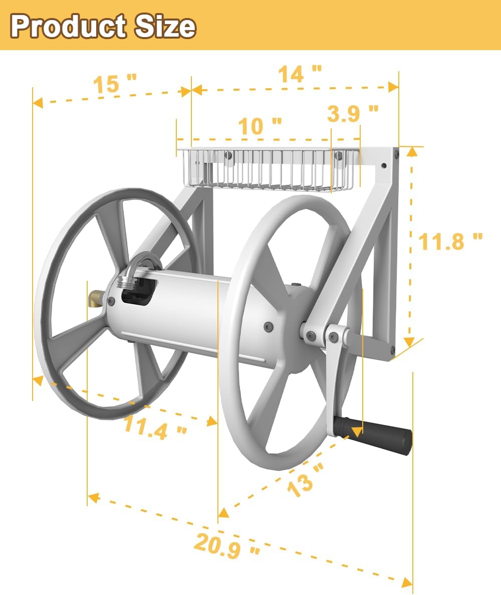 Triangle Wall Mounted Garden Hose Reel Outdoor Hose Holder Black