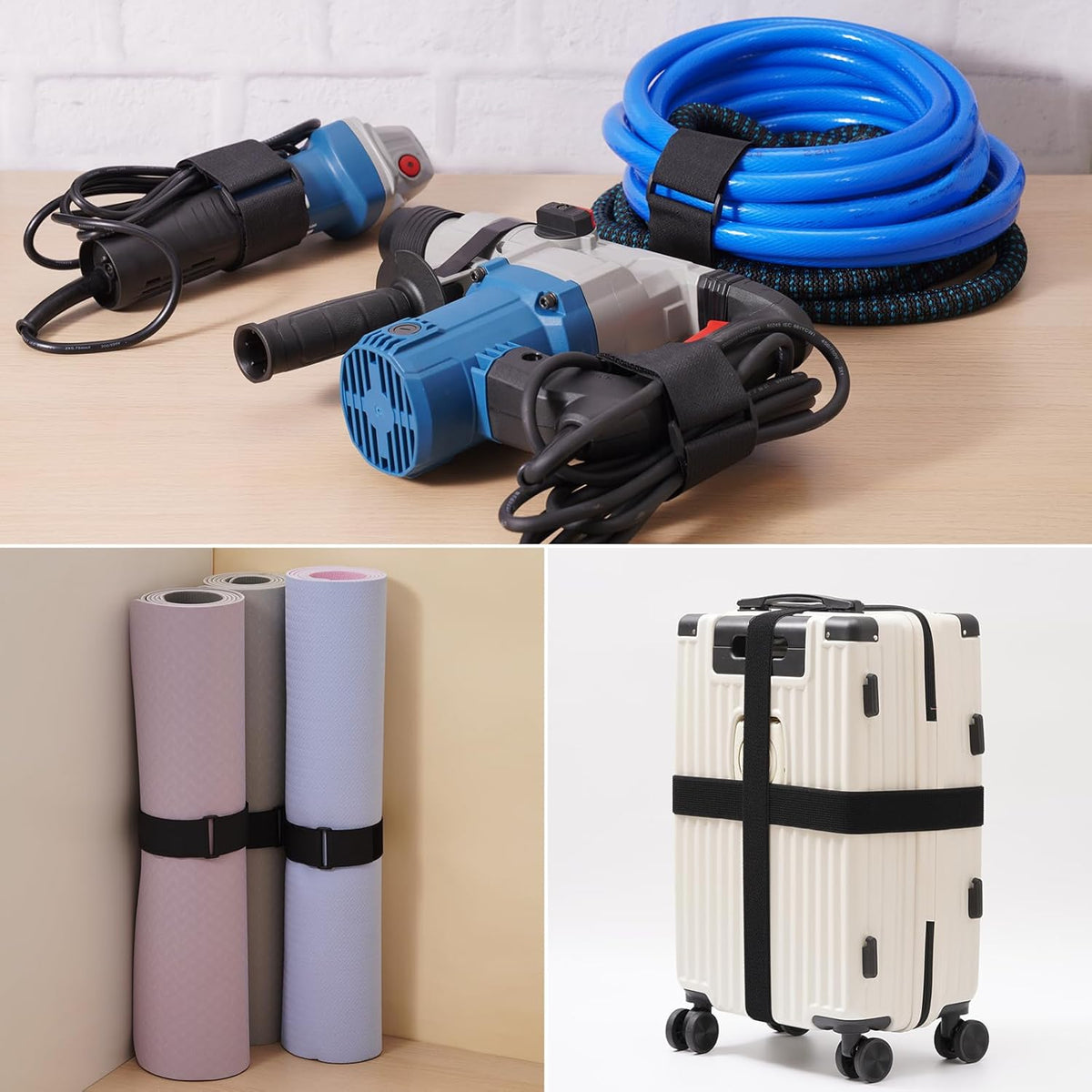 2''x 16Ft Heavy Duty Hook and Loop Straps with 15 Buckles
