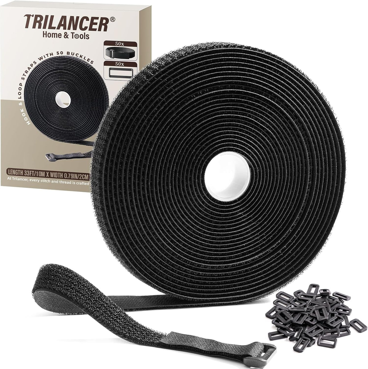 2''x 16Ft Heavy Duty Hook and Loop Straps with 15 Buckles
