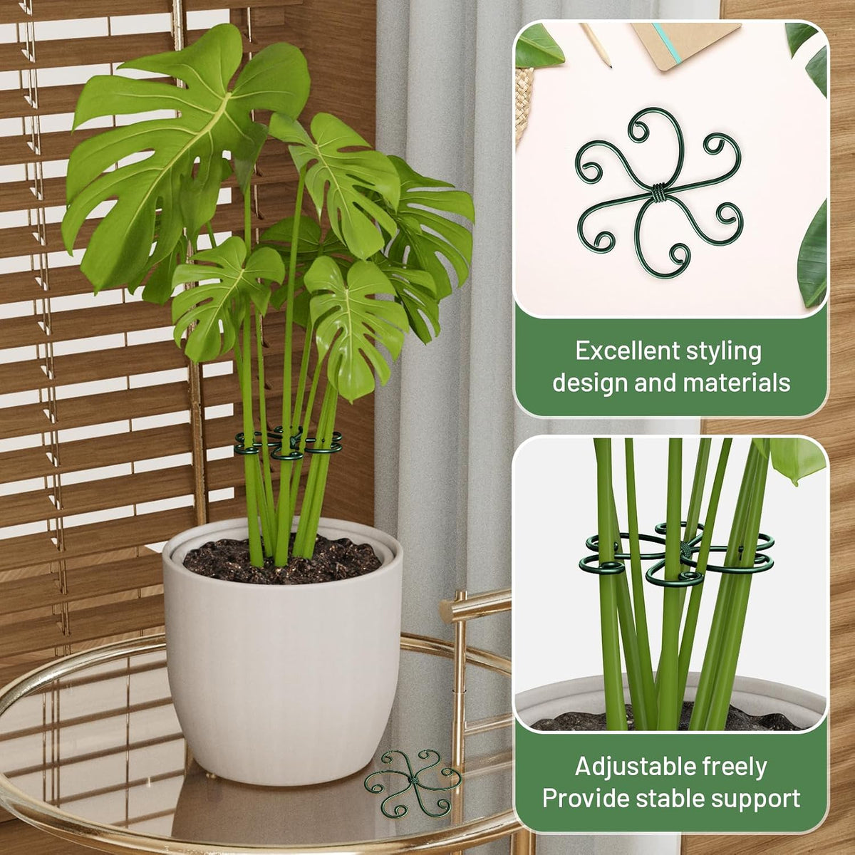 4PCS Iron Monstera Support, Uniquely Designed Plant Support Stakes for Indoor Plants, Stable Plant Stakes and Supports, Turtle Shell Bamboo Clamp Set for Thriving Growth