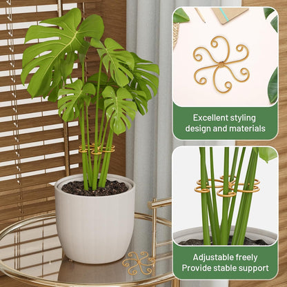 4PCS Iron Monstera Support, Uniquely Designed Plant Support Stakes for Indoor Plants, Stable Plant Stakes and Supports, Turtle Shell Bamboo Clamp Set for Thriving Growth