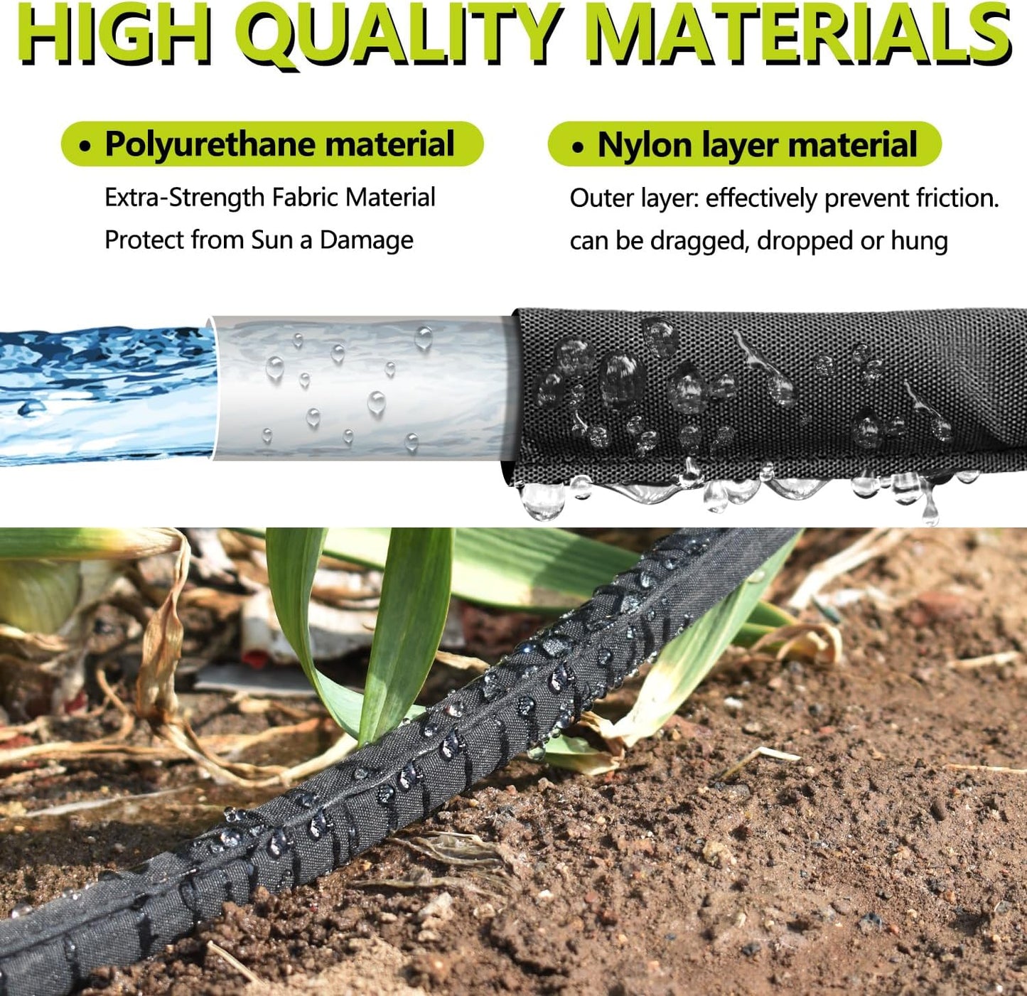 Soaker Hose 25 ft 2-Pack, Flat Soaker Hose 50 ft for Garden Watering, Lightweight Drip Irrigation Hoses 50 ft for Soaking, Double Layer Sprinkler Watering Hose (25 ftx2)