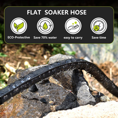 Soaker Hose 25 ft 2-Pack, Flat Soaker Hose 50 ft for Garden Watering, Lightweight Drip Irrigation Hoses 50 ft for Soaking, Double Layer Sprinkler Watering Hose (25 ftx2)