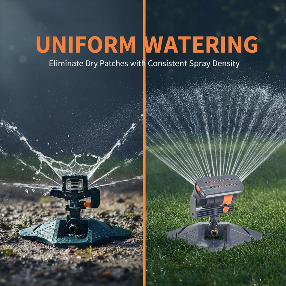 Sprinklers for Yard, Oscillating Lawn Sprinkler with 16 Nozzles, Adjustable Range and Flow, 4 Spray Patterns, Linkable Base, Water Sprinkler for Lawn Garden Irrigation (2)
