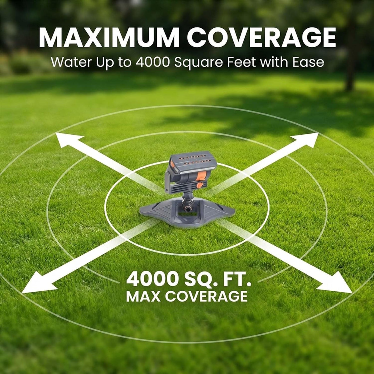 Sprinklers for Yard, Oscillating Lawn Sprinkler with 16 Nozzles, Adjustable Range and Flow, 4 Spray Patterns, Linkable Base, Water Sprinkler for Lawn Garden Irrigation (2)