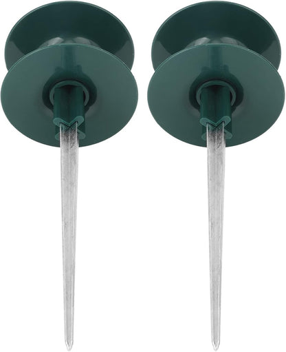 2pcs Hose Guide Spikes, ABS Zinc Alloy Water Pipe Guide Wheel with Pulley Design for Garden Yard Lawn, Prevent Hose Damage