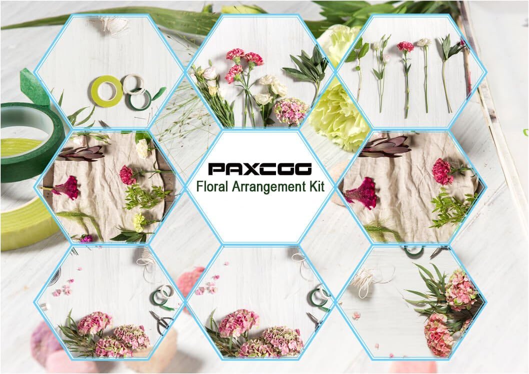 Floral Tape and Floral Wire Arrangement Tools Kit with Wire Cutter 26 Gauge Stem Wire and 22 Gauge Paddle Wire for Bouquet Stem Wrap Florist