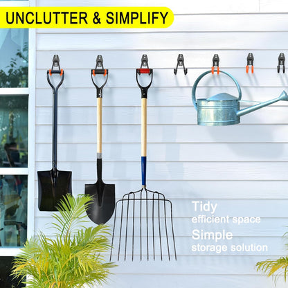 2 Pack Garage Hooks Heavy Duty Storage Organizer Wall Mount Power and Garden Tool Hangers, for Hanging Ladders, Ropes, Hose, Bulk Items
