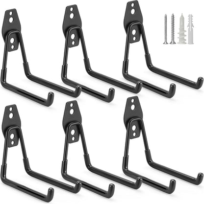 2 Pack Garage Hooks Heavy Duty Storage Organizer Wall Mount Power and Garden Tool Hangers, for Hanging Ladders, Ropes, Hose, Bulk Items