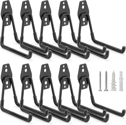 2 Pack Garage Hooks Heavy Duty Storage Organizer Wall Mount Power and Garden Tool Hangers, for Hanging Ladders, Ropes, Hose, Bulk Items