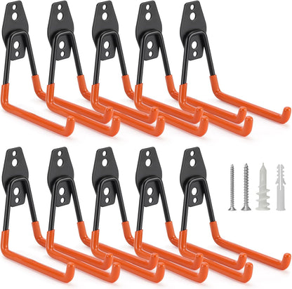 2 Pack Garage Hooks Heavy Duty Storage Organizer Wall Mount Power and Garden Tool Hangers, for Hanging Ladders, Ropes, Hose, Bulk Items