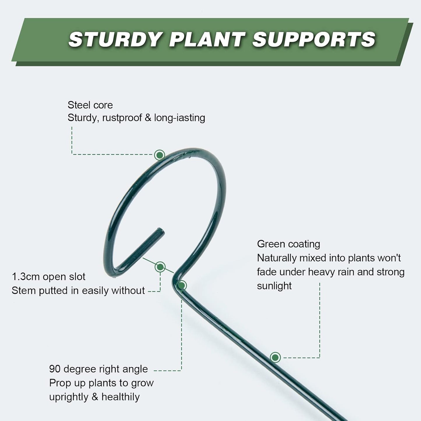 20 Pack 16 Inch Plant Support Stakes for Outdoor Plants and Indoor Flowers