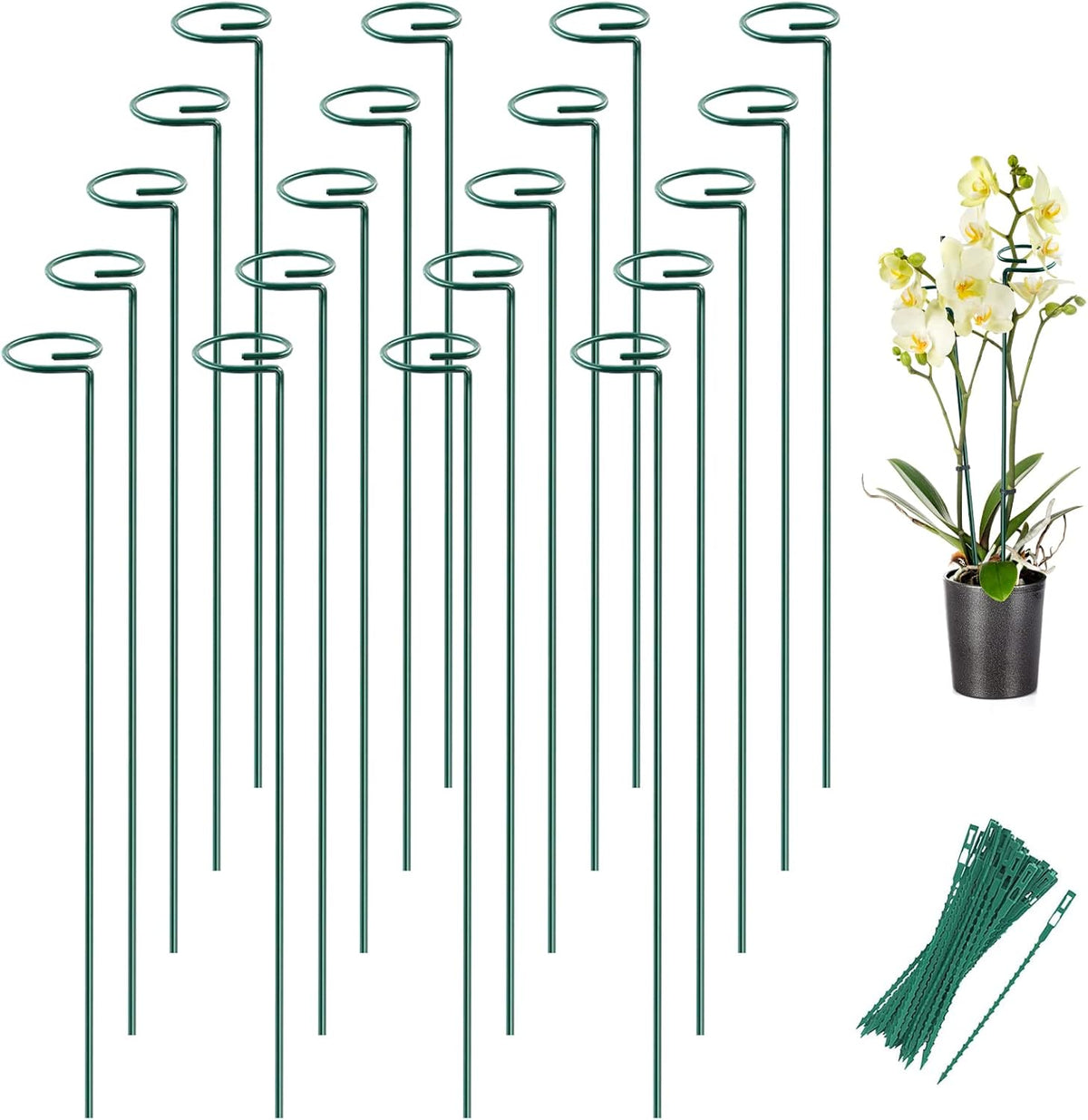 20 Pack 16 Inch Plant Support Stakes for Outdoor Plants and Indoor Flowers