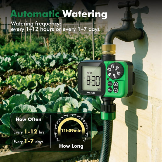 Water Timer, Oversized LCD Sprinkler Timer with Brass Inlet