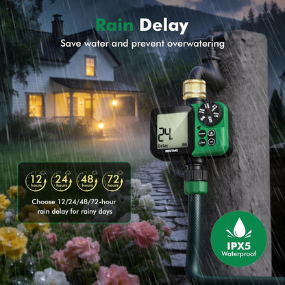 Water Timer, Oversized LCD Sprinkler Timer with Brass Inlet