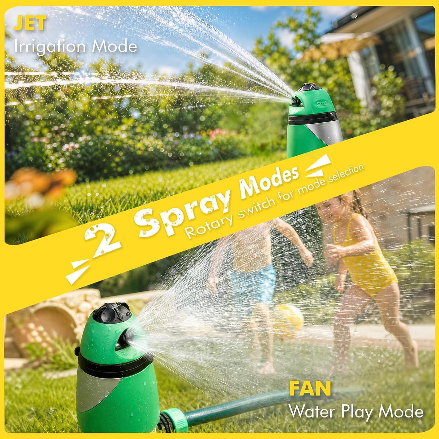 2-Pattern Lawn Sprinklers for Yard with Zinc Alloy Spike Base