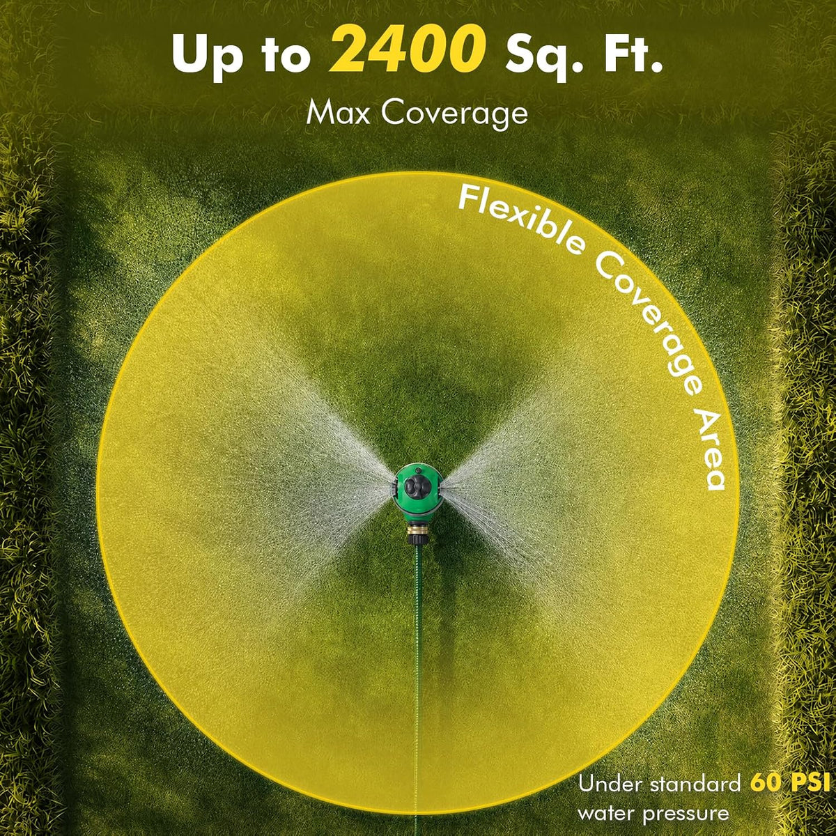 2-Pattern Lawn Sprinklers for Yard with Zinc Alloy Spike Base