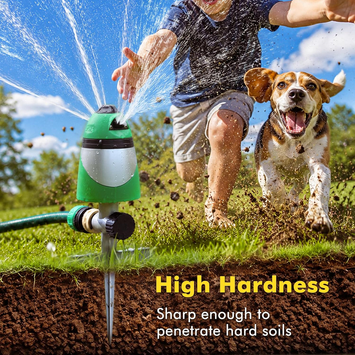 2-Pattern Lawn Sprinklers for Yard with Zinc Alloy Spike Base