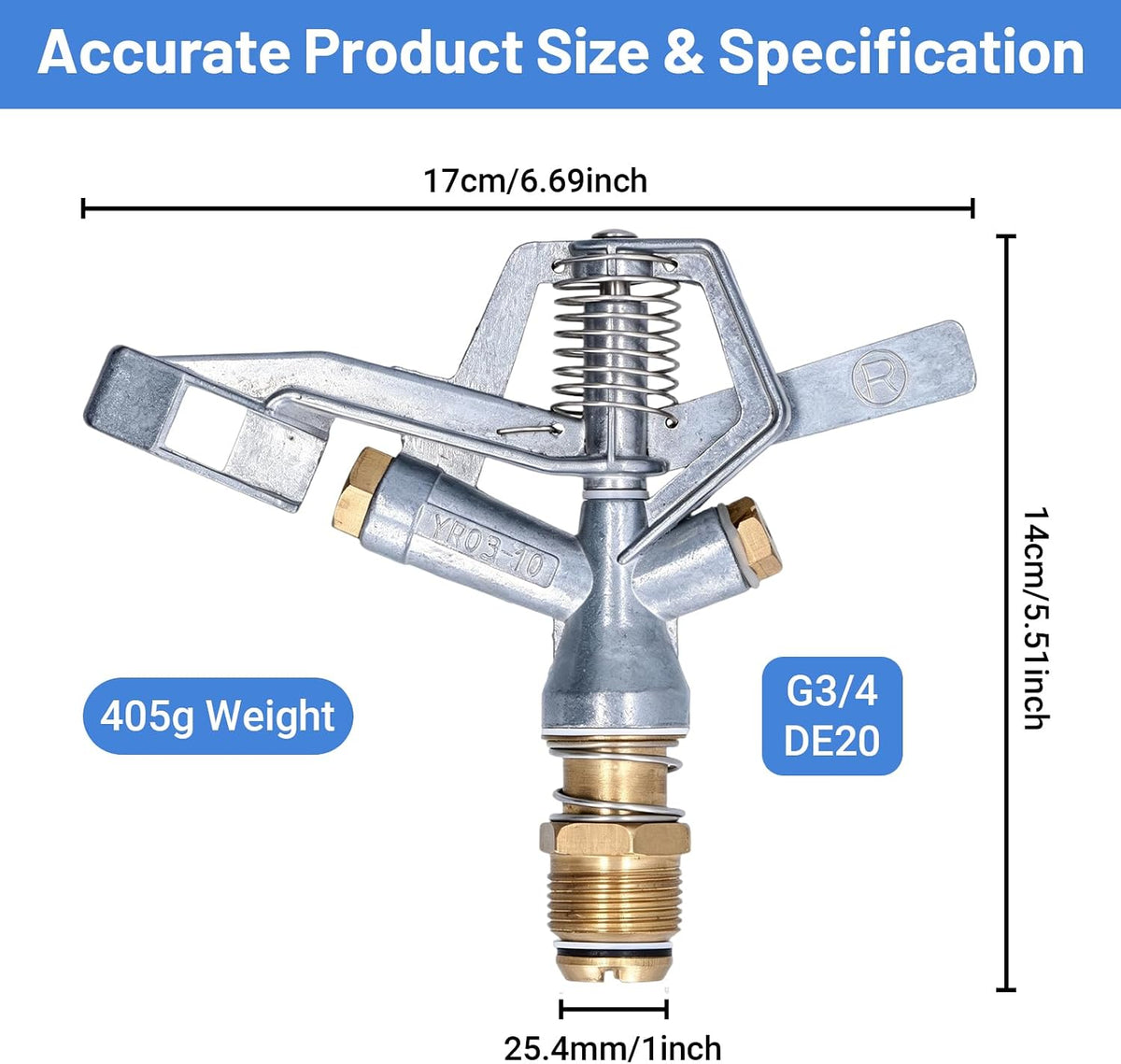 G3/4 Zinc Alloy Oscillating Impact Sprinkler for Lawn & Garden