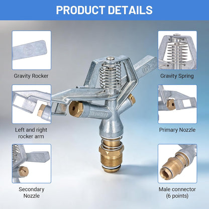 G3/4 Zinc Alloy Oscillating Impact Sprinkler for Lawn & Garden