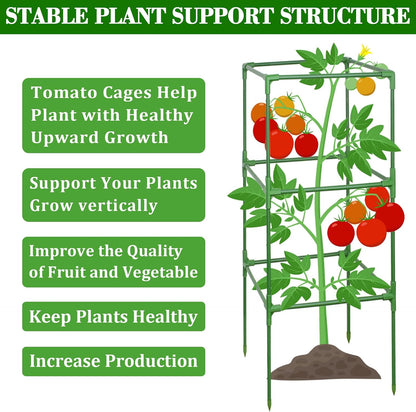 60 Inch 4 Pack Heavy Duty Tomato Cages with Clips