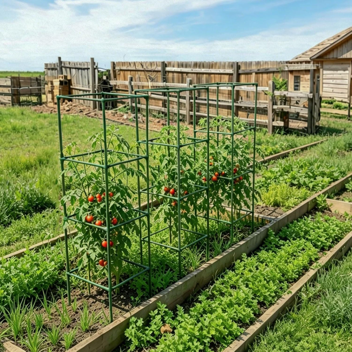 60 Inch 4 Pack Heavy Duty Tomato Cages with Clips