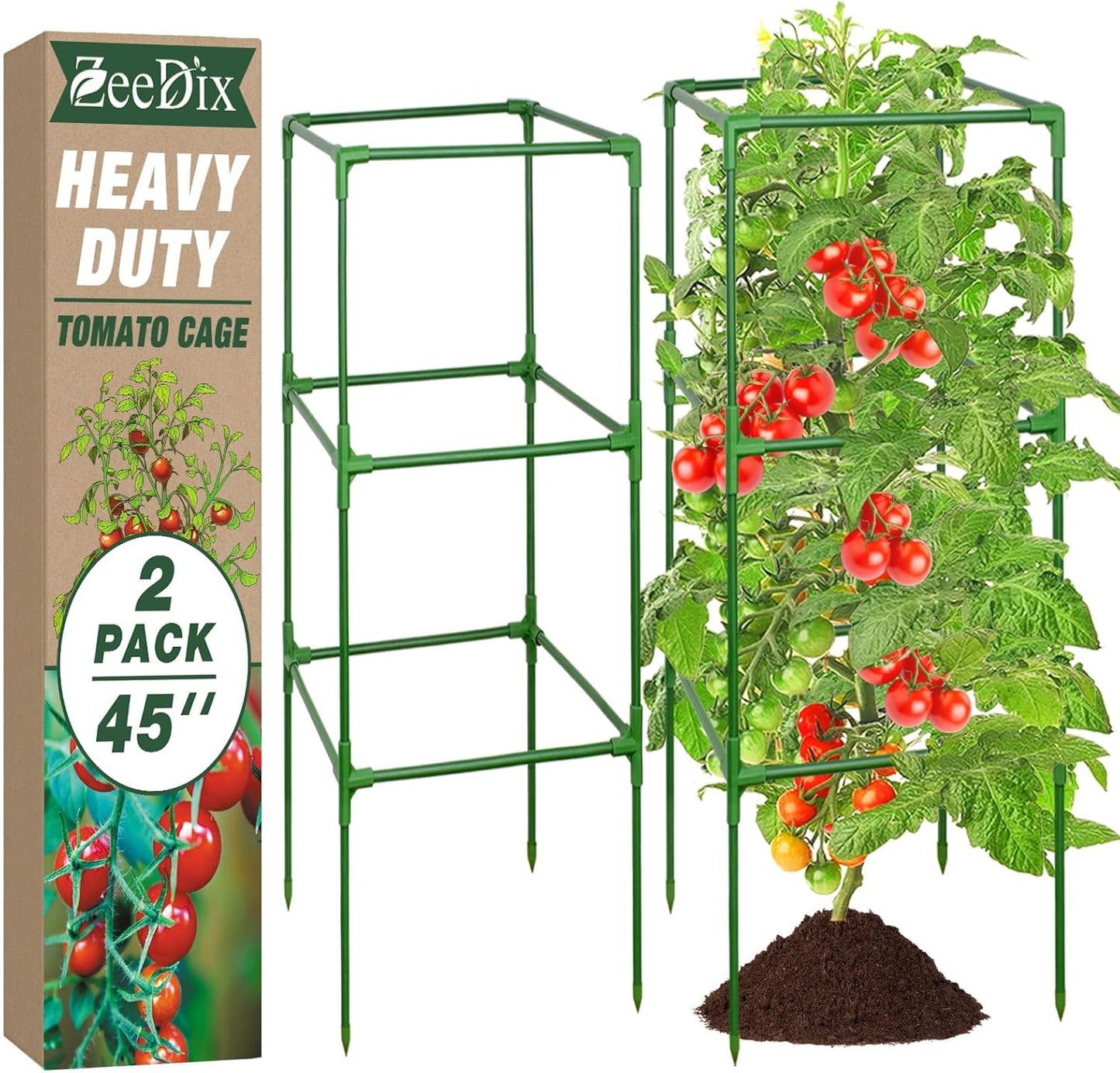 60 Inch 4 Pack Heavy Duty Tomato Cages with Clips