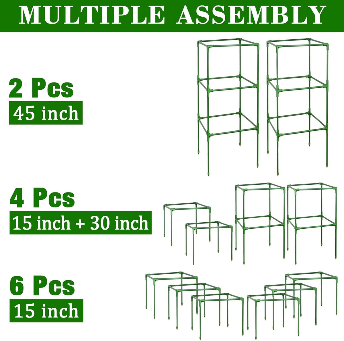 60 Inch 4 Pack Heavy Duty Tomato Cages with Clips