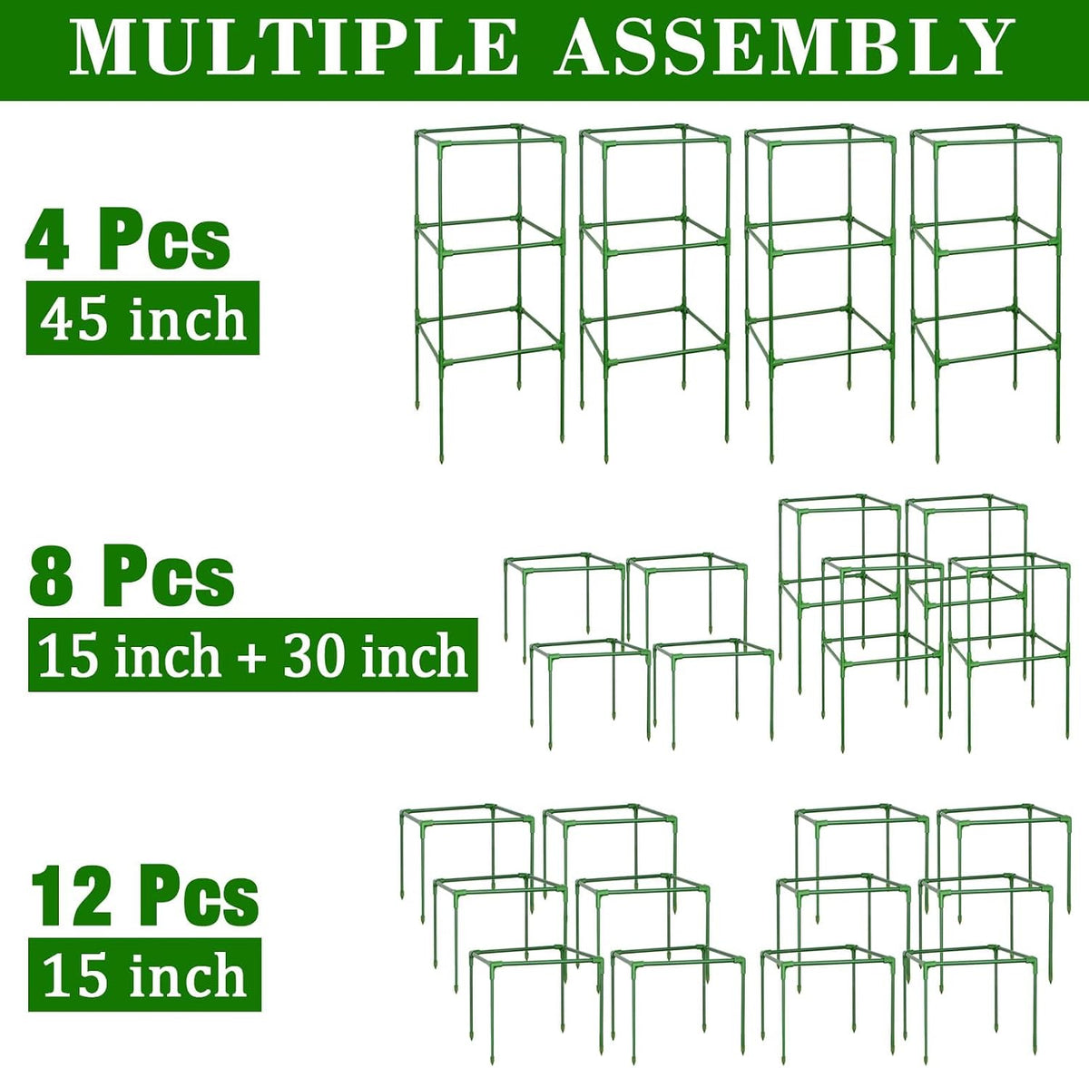 60 Inch 4 Pack Heavy Duty Tomato Cages with Clips