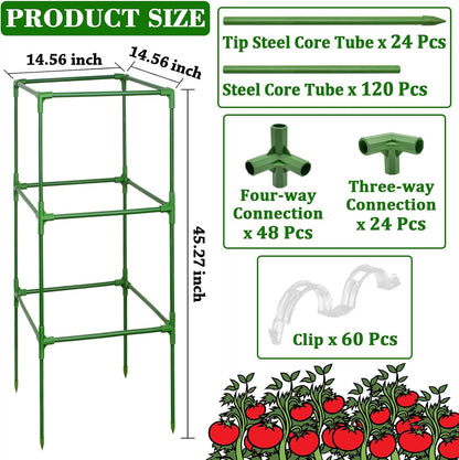 60 Inch 4 Pack Heavy Duty Tomato Cages with Clips