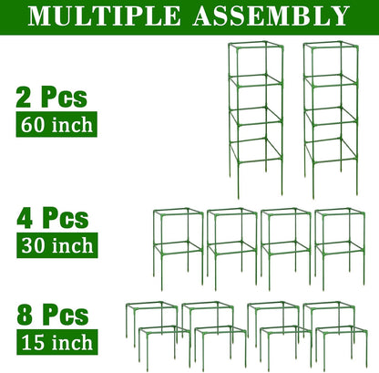 60 Inch 4 Pack Heavy Duty Tomato Cages with Clips