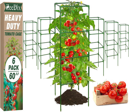 60 Inch 4 Pack Heavy Duty Tomato Cages with Clips