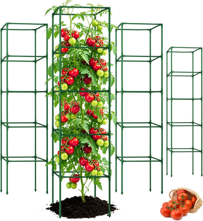 60 Inch 4 Pack Heavy Duty Tomato Cages with Clips