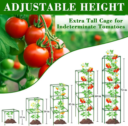 60 Inch 4 Pack Heavy Duty Tomato Cages with Clips