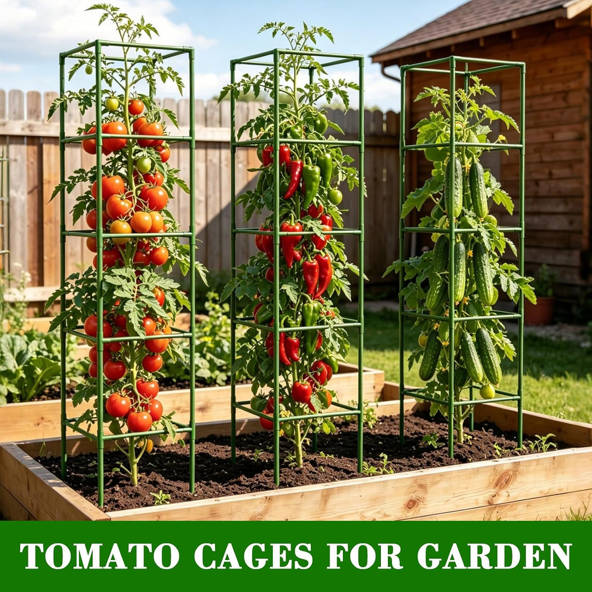 60 Inch 4 Pack Heavy Duty Tomato Cages with Clips
