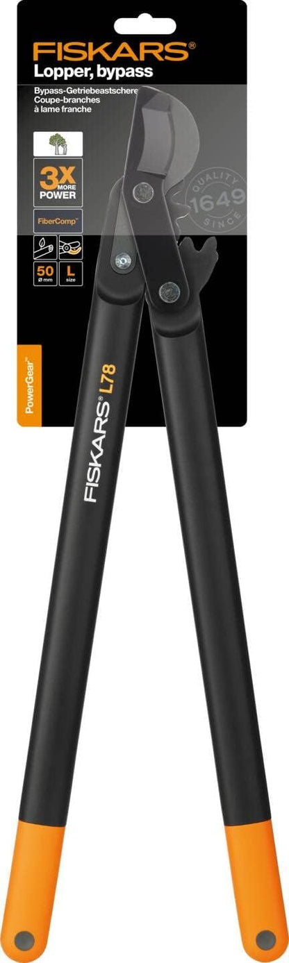 PowerGear Lopper Bypass, Hook Head (L) L78, Power Gear II system, Non-stick coating, Cutting Diameter : 5 cm, Hardened steel, Length: 70 cm, Black/Orange, 1000584