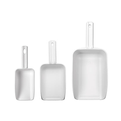 A Vikan Company 3 pk Color-Coded Plastic Hand Scoop - BPA-Free, Food-Safe Scooper, Commercial-Grade Utensils, Restaurant and Food Service Supplies, 16, 32, 82 Ounce Sizes, White