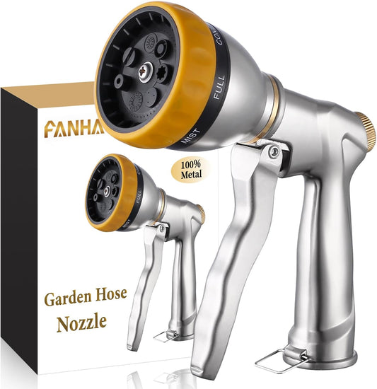 Heavy Duty Metal Garden Hose Nozzle, High Pressure Sprayer Leakproof