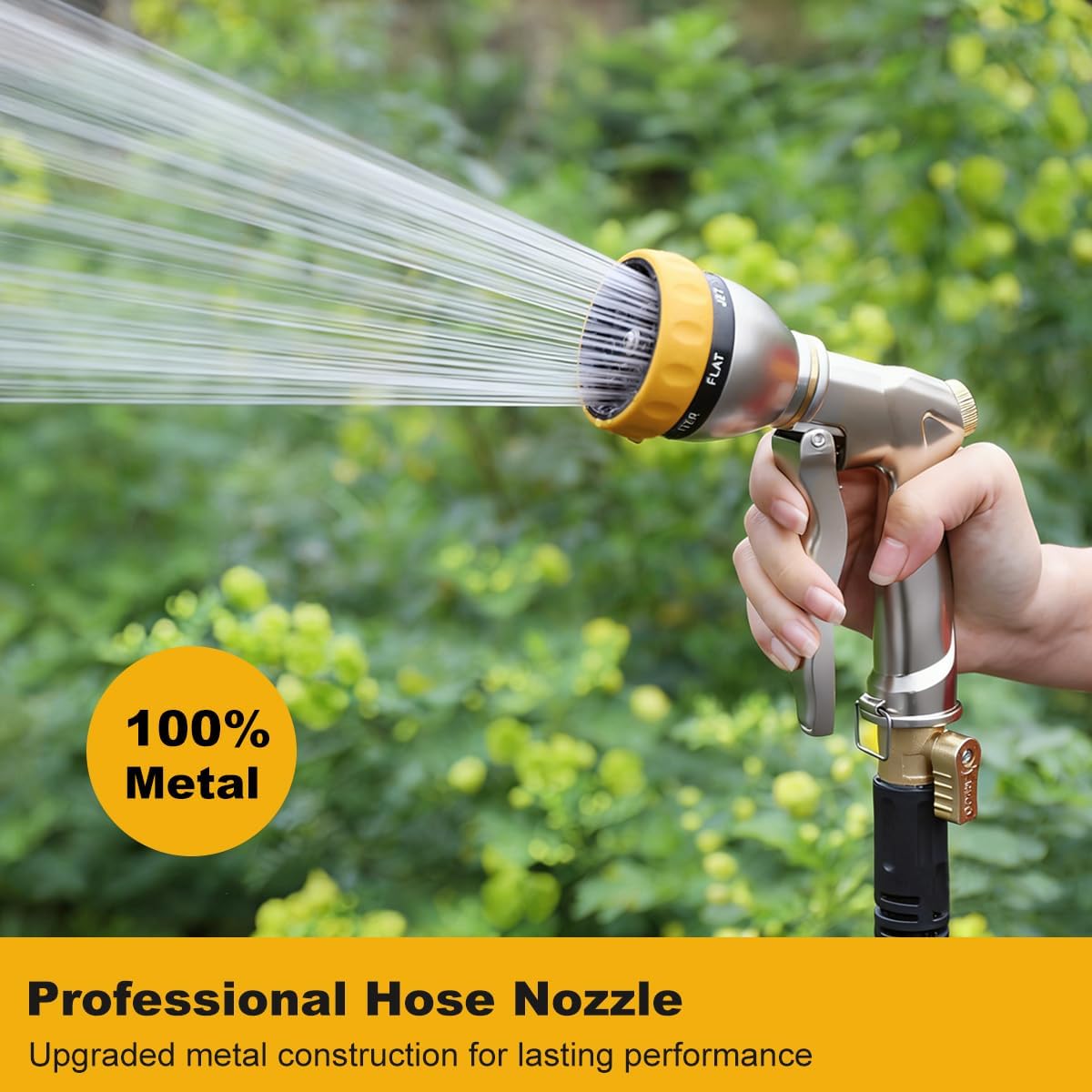 Heavy Duty Metal Garden Hose Nozzle, High Pressure Sprayer Leakproof