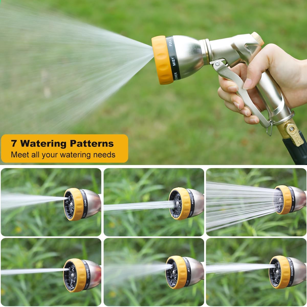 Heavy Duty Metal Garden Hose Nozzle, High Pressure Sprayer Leakproof