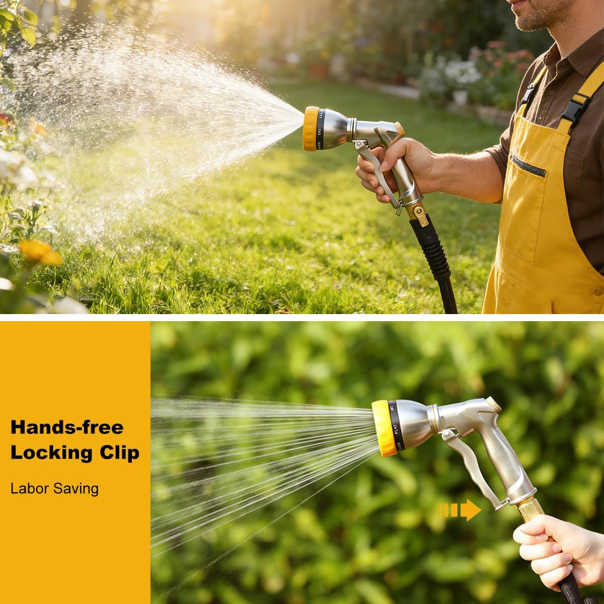 Heavy Duty Metal Garden Hose Nozzle, High Pressure Sprayer Leakproof