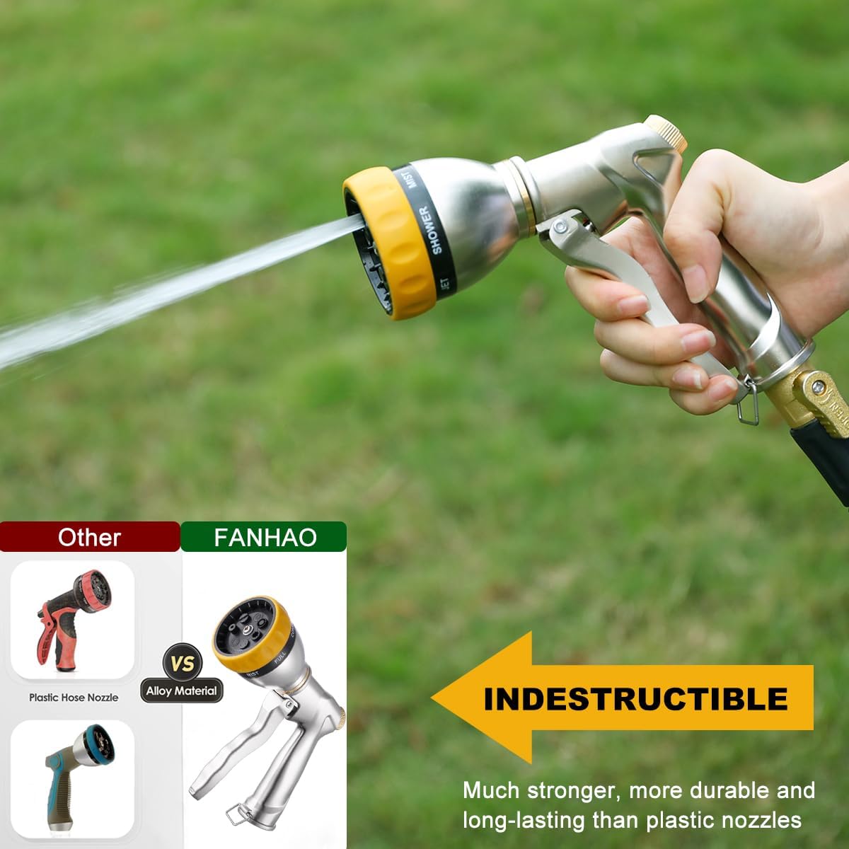 Heavy Duty Metal Garden Hose Nozzle, High Pressure Sprayer Leakproof