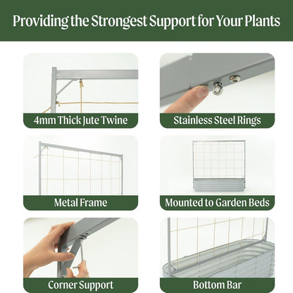 8.0ft Long Tomato Metal Frame Trellis, Garden Trellis for Climbing Plants Like Cucumber Beans Tomatoes & Vines, (Garden Beds Not Included)