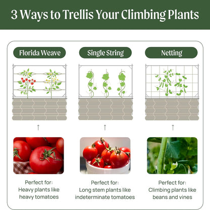 8.0ft Long Tomato Metal Frame Trellis, Garden Trellis for Climbing Plants Like Cucumber Beans Tomatoes & Vines, (Garden Beds Not Included)