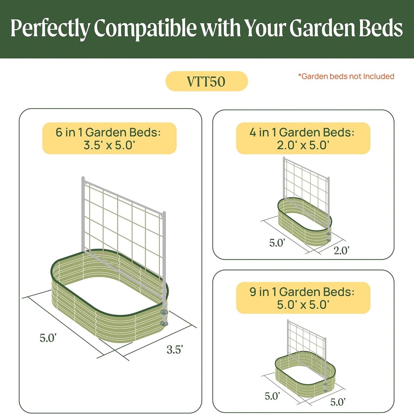 8.0ft Long Tomato Metal Frame Trellis, Garden Trellis for Climbing Plants Like Cucumber Beans Tomatoes & Vines, (Garden Beds Not Included)
