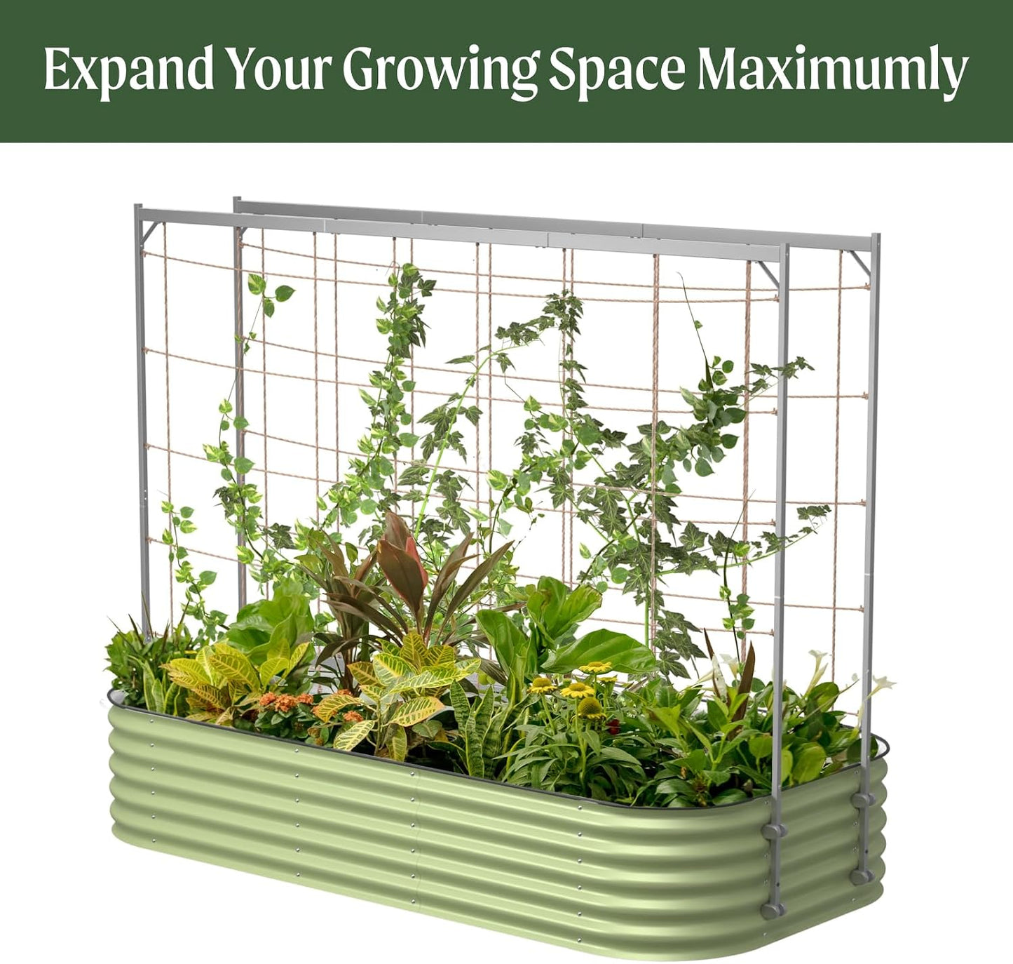 8.0ft Long Tomato Metal Frame Trellis, Garden Trellis for Climbing Plants Like Cucumber Beans Tomatoes & Vines, (Garden Beds Not Included)