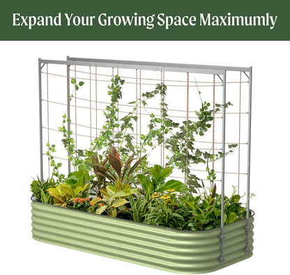 8.0ft Long Tomato Metal Frame Trellis, Garden Trellis for Climbing Plants Like Cucumber Beans Tomatoes & Vines, (Garden Beds Not Included)