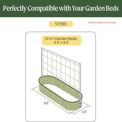 8.0ft Long Tomato Metal Frame Trellis, Garden Trellis for Climbing Plants Like Cucumber Beans Tomatoes & Vines, (Garden Beds Not Included)
