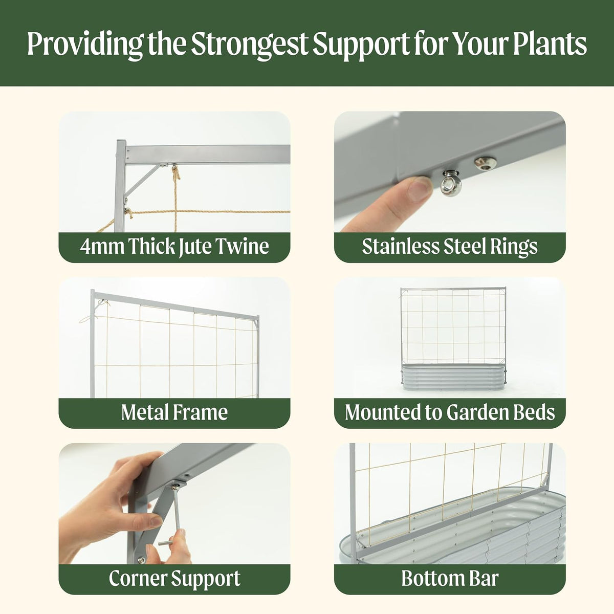8.0ft Long Tomato Metal Frame Trellis, Garden Trellis for Climbing Plants Like Cucumber Beans Tomatoes & Vines, (Garden Beds Not Included)
